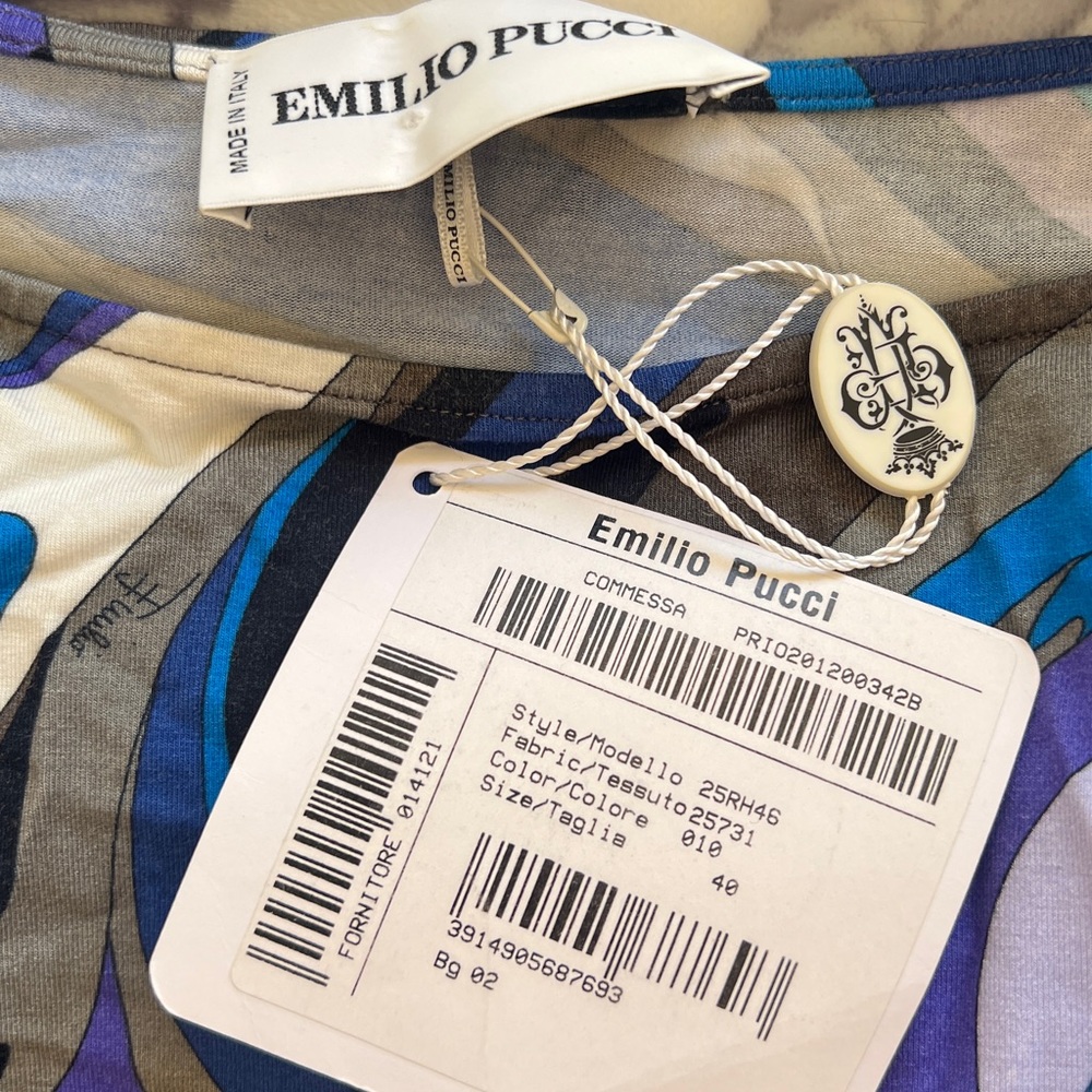 NWT Emilio Pucci Blue and Purple Swirl Dress Italy Size 40 USA 6 Multi Color - Picture 12 of 12